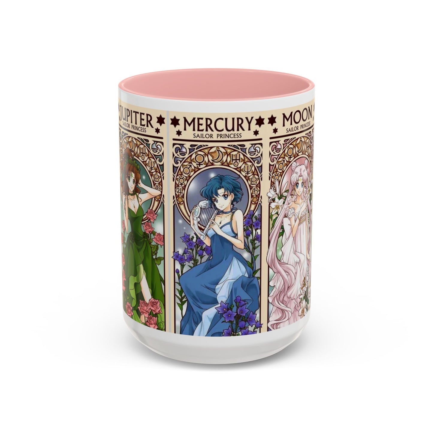 Sailor Moon Inner Guardians Accent Mug – Color Handle Anime Cup 11oz & 15oz – Magical Girl Coffee Gift