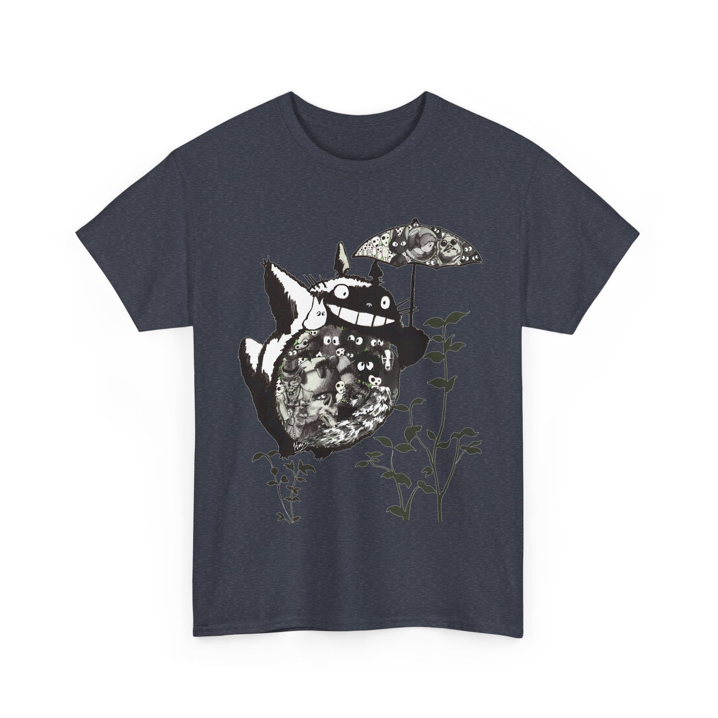 Totoro Black and White T-Shirt 100% Cotton | Studio Ghibli Anime Tee