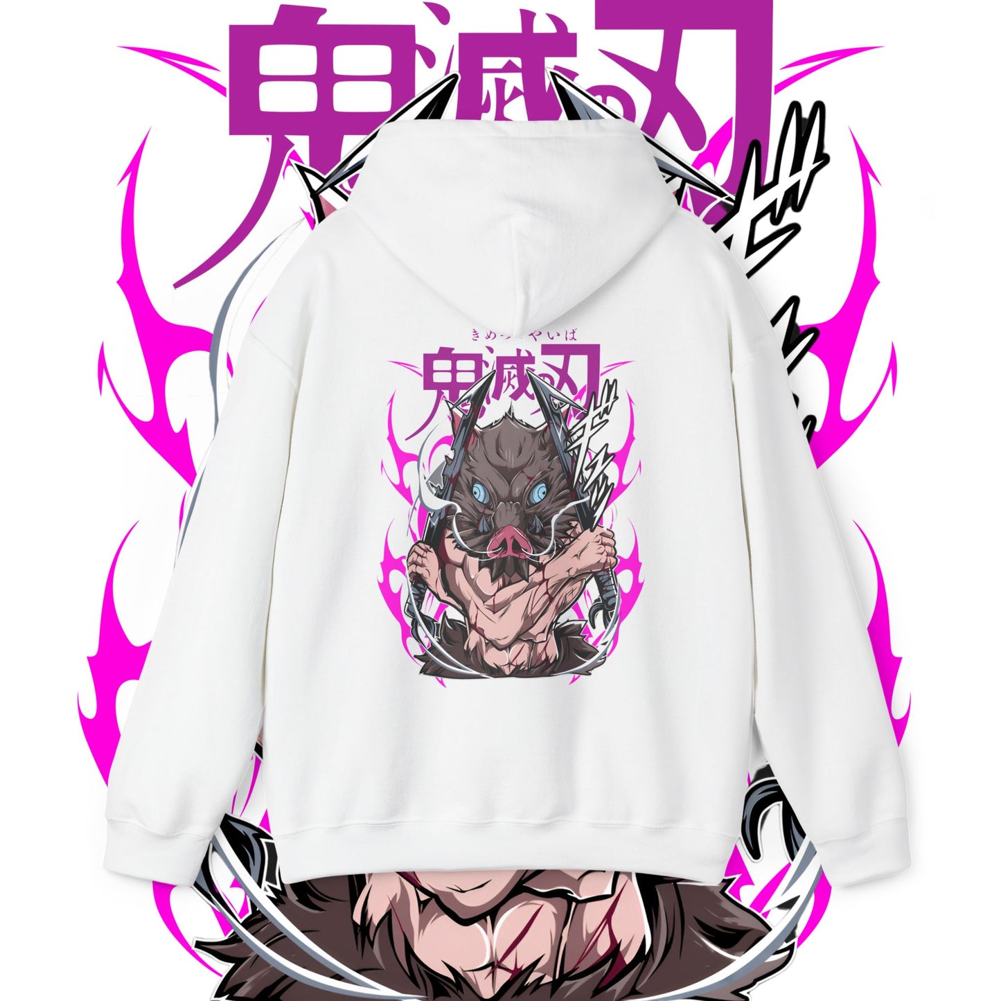 Inosuke Hashibira Demon Slayer Boar Back Print Hoodie | 100% Cotton Anime Hoodie