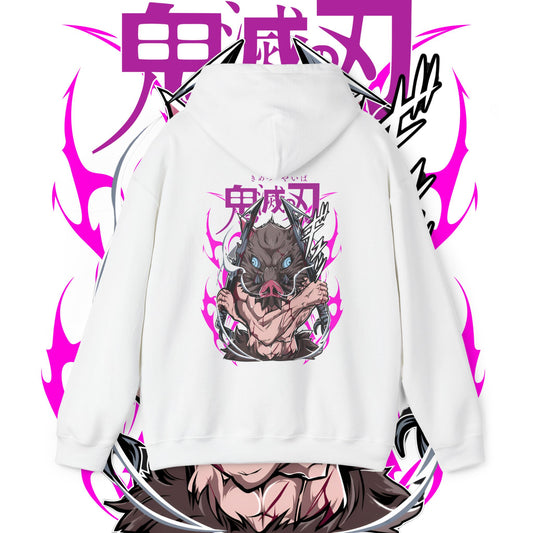 Inosuke Hashibira Demon Slayer Boar Back Print Hoodie | 100% Cotton Anime Hoodie