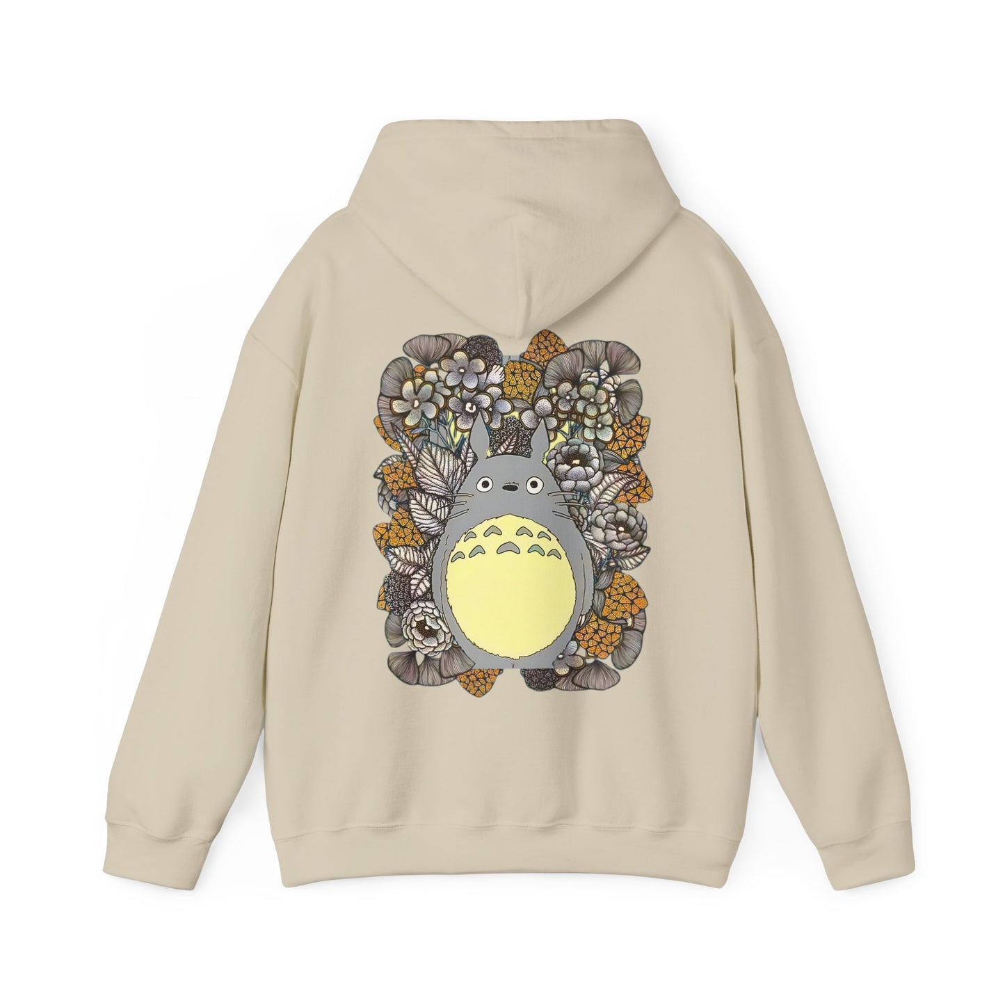 Totoro Plants Back Print Hoodie – 100% Cotton Studio Ghibli Hoodie with Totoro and Nature Design