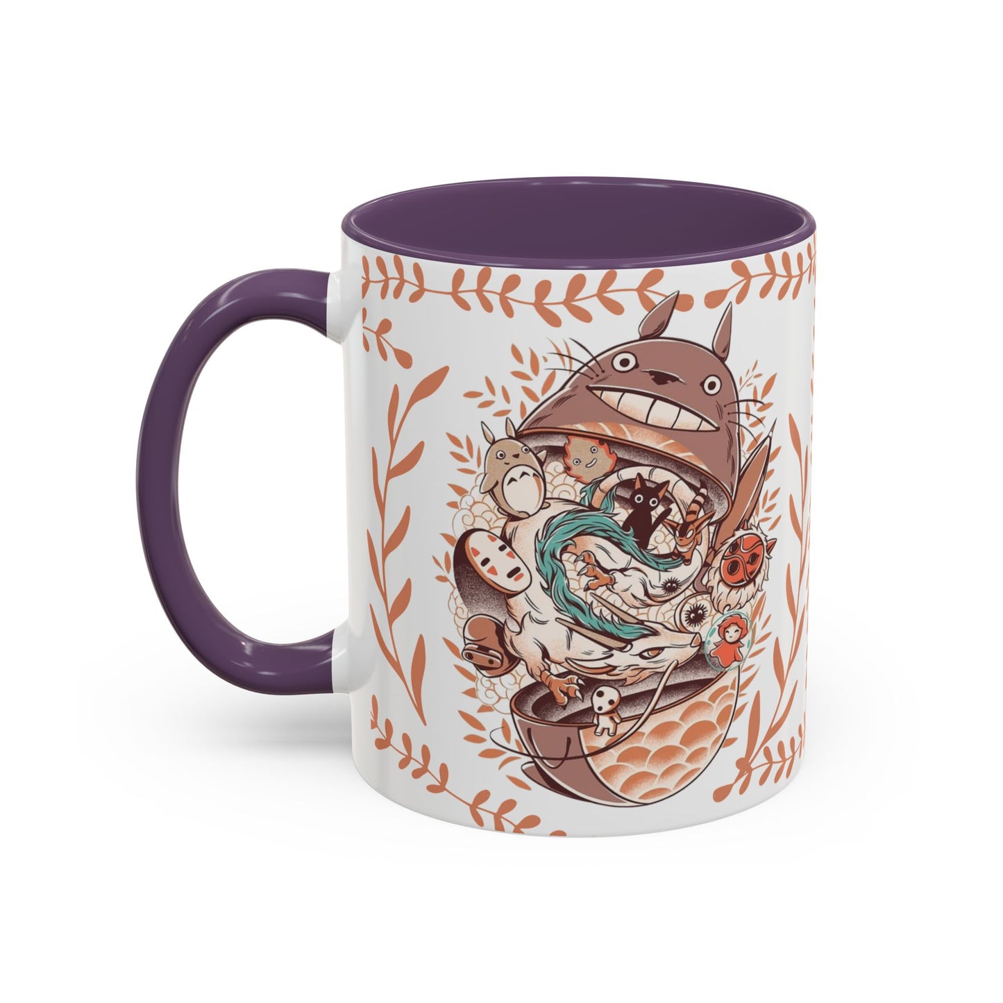 Totoro Matryoshka Accent Mug – 11oz & 15oz Studio Ghibli Inspired Coffee Cup with Color Handle