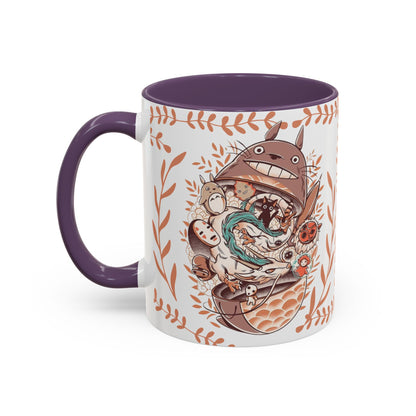 Totoro Matryoshka Accent Mug – 11oz & 15oz Studio Ghibli Inspired Coffee Cup with Color Handle