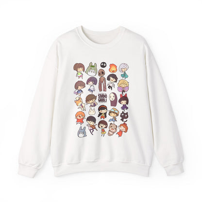 Chibi Studio Ghibli Characters Sweatshirt – 100% Cotton Cozy Anime Pullover for Ghibli Lovers