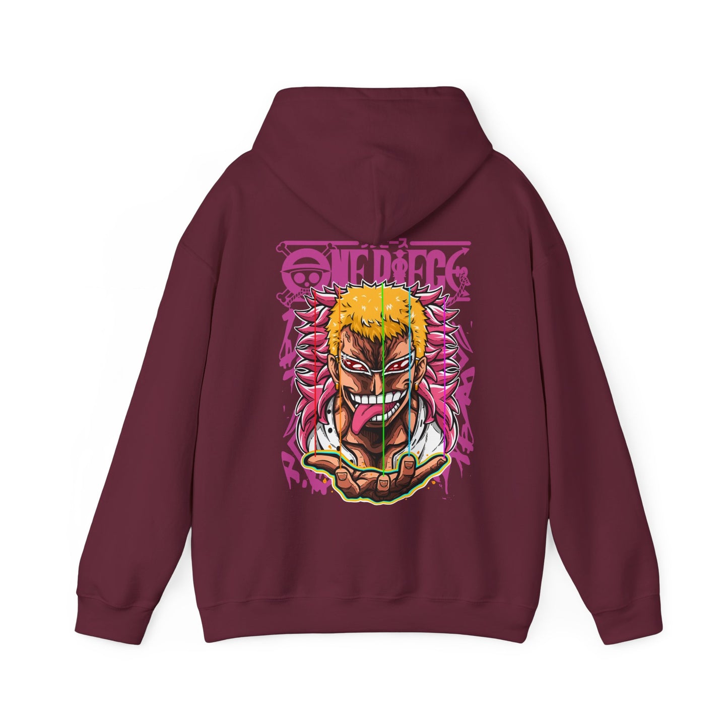 Donquixote Doflamingo Back Print Hoodie – One Piece Anime Sweatshirt – 100% Cotton