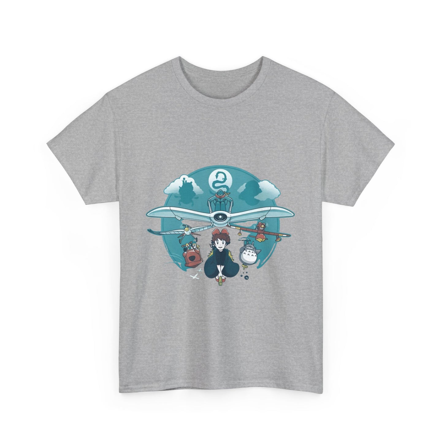 Flying Ghibli Characters T-Shirt – 100% Cotton Anime Tee for Studio Ghibli Fans