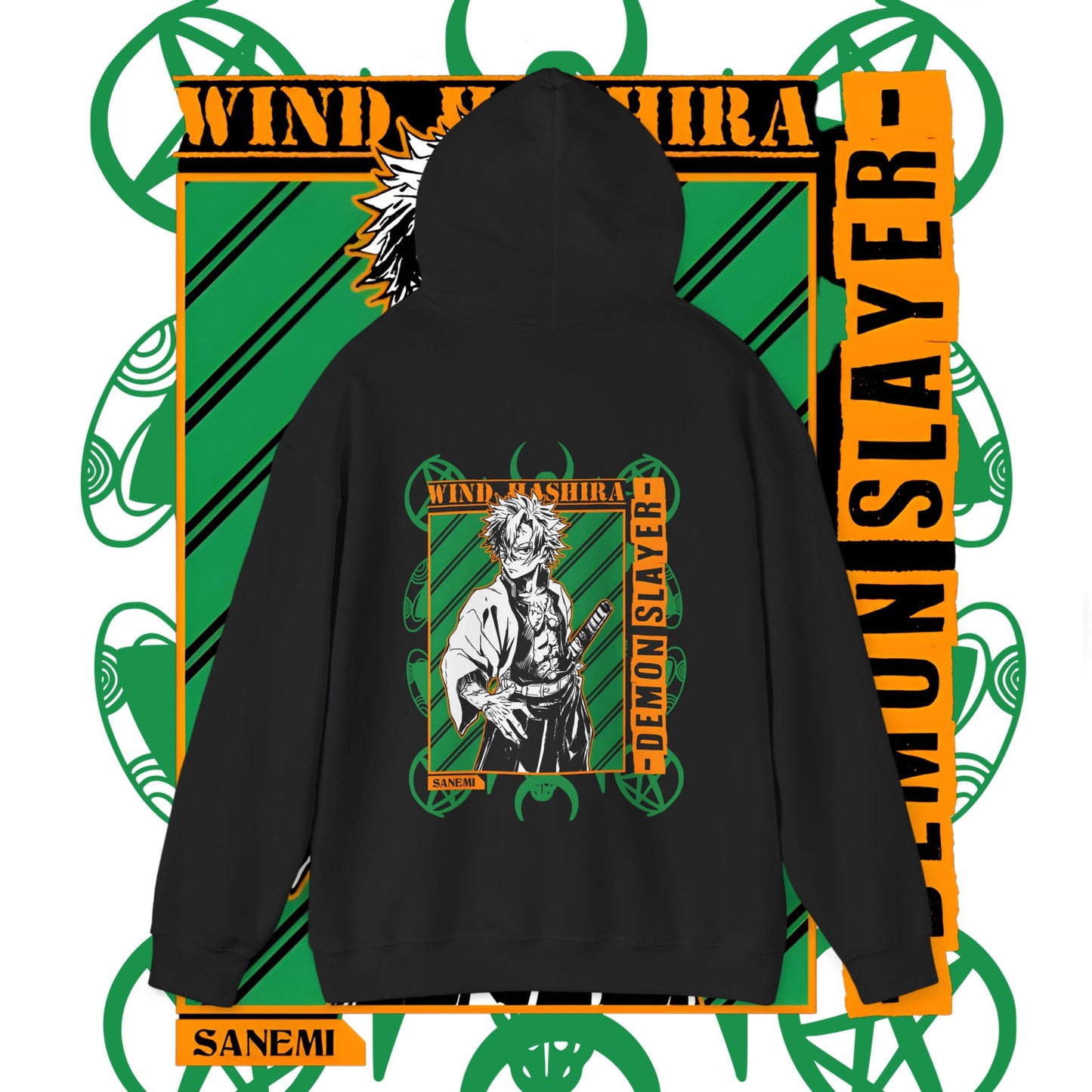 Sanemi Shinazugawa Back Print Hoodie | Demon Slayer Hashira | 100% Cotton