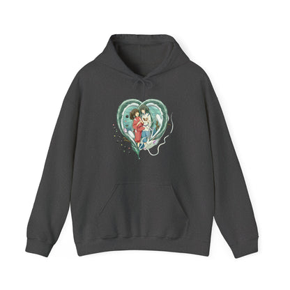 Chihiro and Haku Love Hoodie – 100% Cotton Spirited Away Anime Hoodie for Studio Ghibli Fans