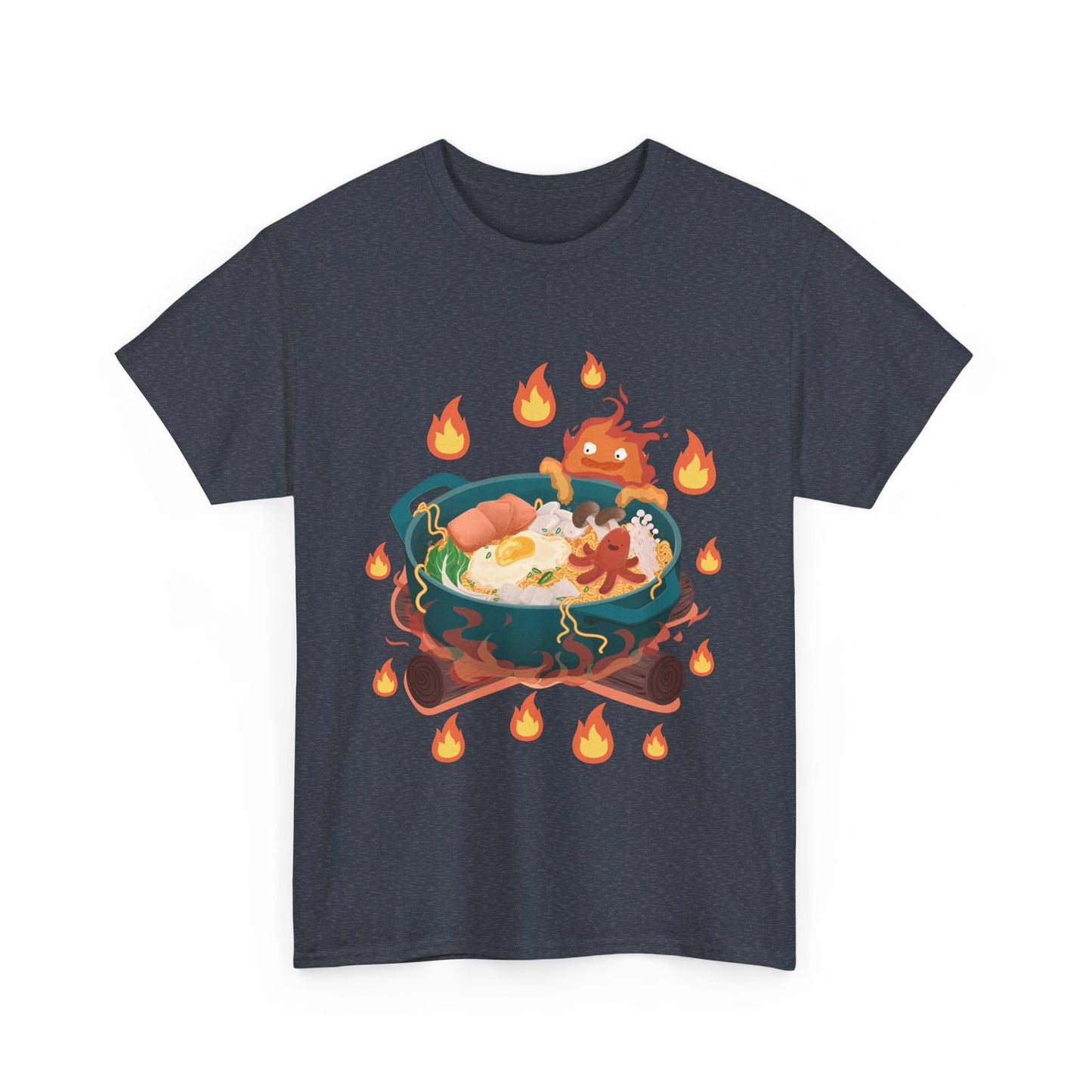 Calcifer Breakfast T-Shirt 100% Cotton Studio Ghibli Anime Tee