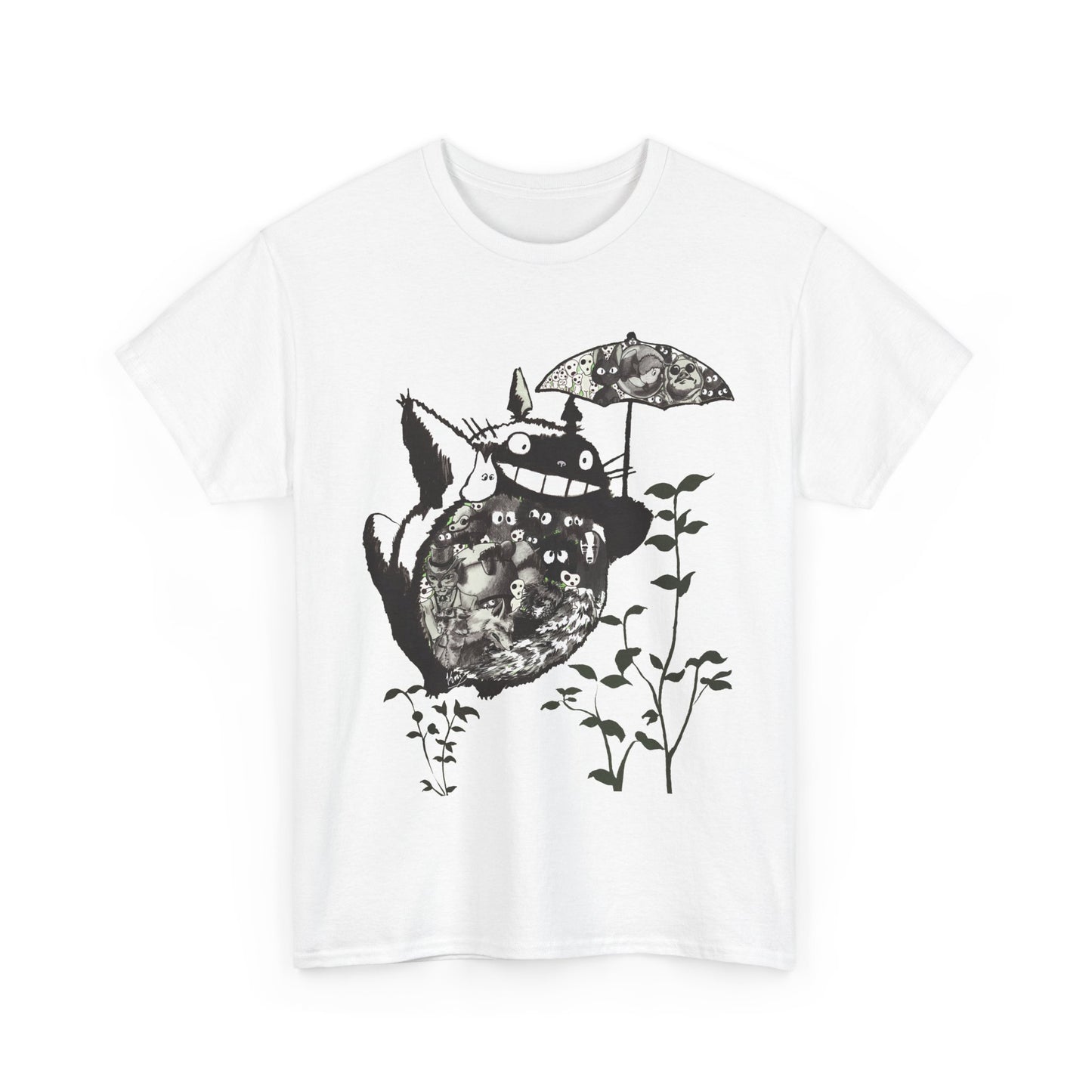 Totoro Black and White T-Shirt 100% Cotton | Studio Ghibli Anime Tee