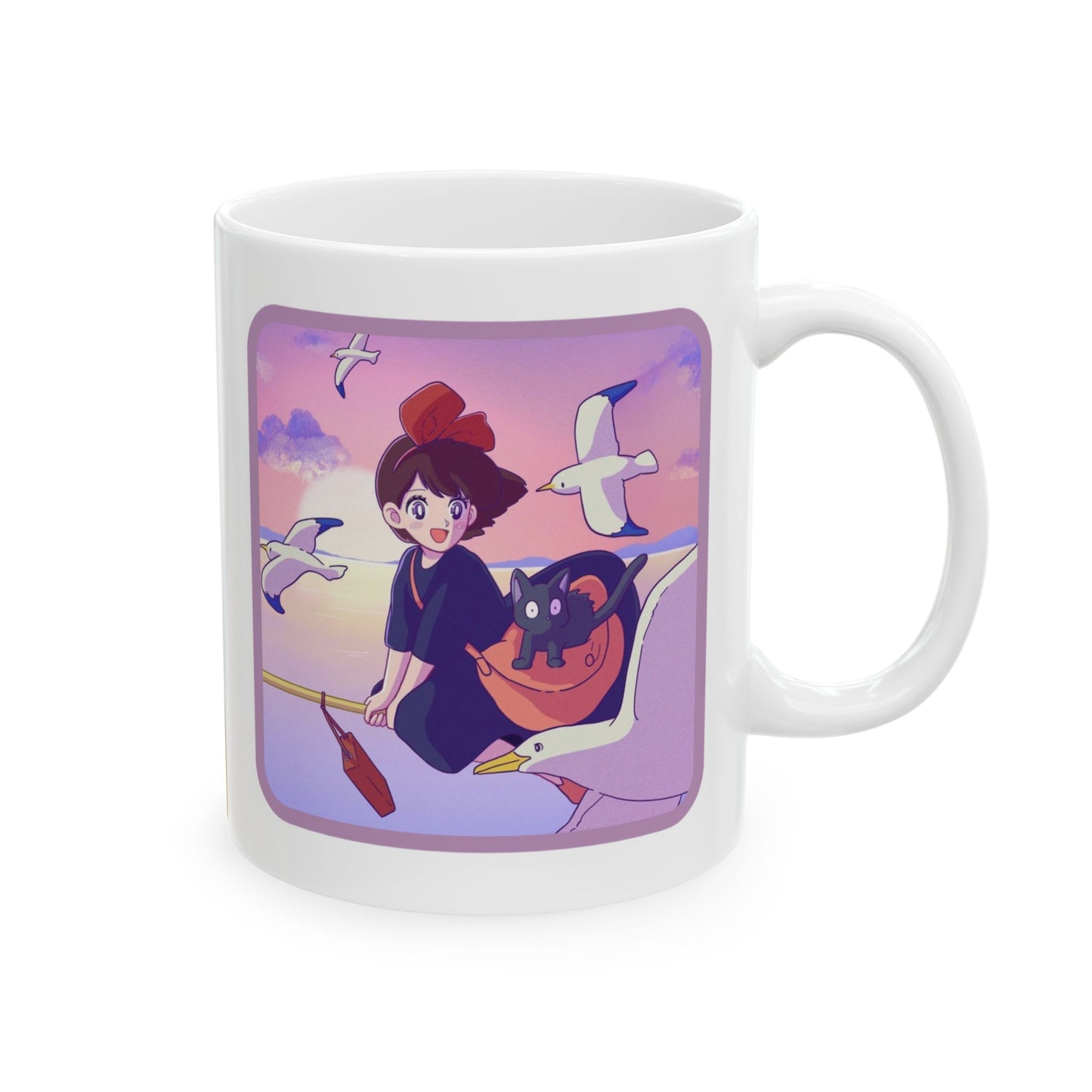 Jiji Funny Mug – Kiki’s Delivery Service Coffee Cup 11oz & 15oz – Cute & Humorous Ghibli Cat Anime Gift