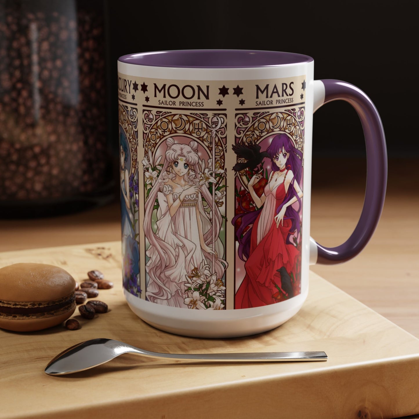 Sailor Moon Inner Guardians Accent Mug – Color Handle Anime Cup 11oz & 15oz – Magical Girl Coffee Gift