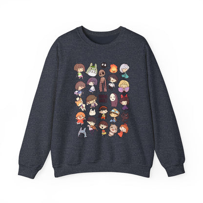 Chibi Studio Ghibli Characters Sweatshirt – 100% Cotton Cozy Anime Pullover for Ghibli Lovers