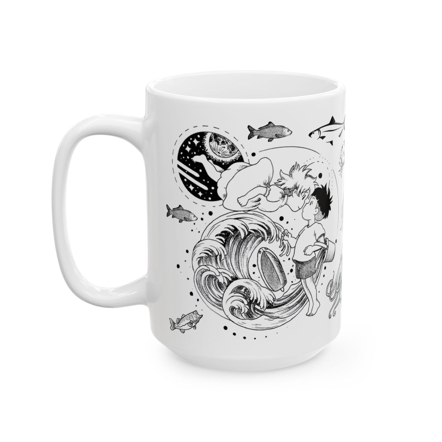 Ponyo World Sea Mug – Studio Ghibli Ocean Fantasy Cup 11oz & 15oz – Cute Anime Coffee Gift for Fans