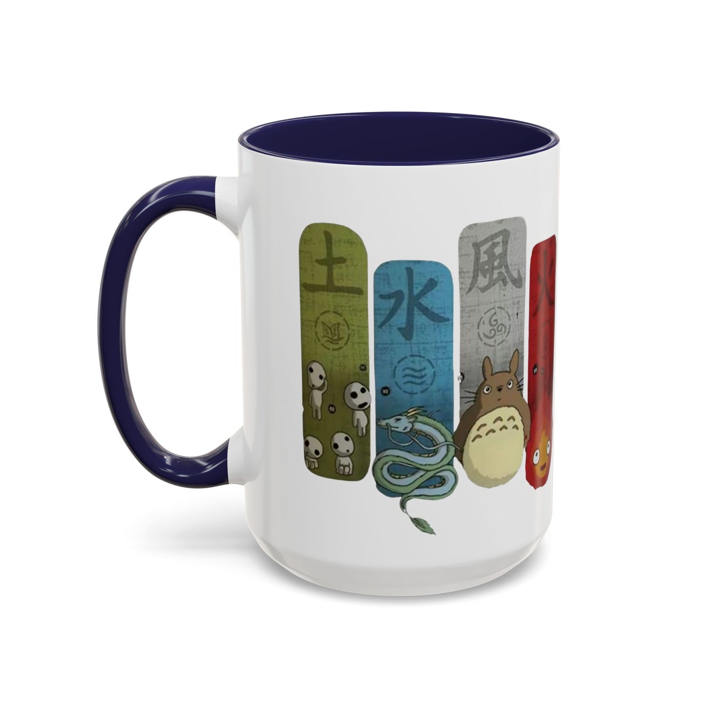 Studio Ghibli Figures Accent Mug – 11oz & 15oz Color Handle Anime Cup – Ghibli Character Coffee Mug for Fans