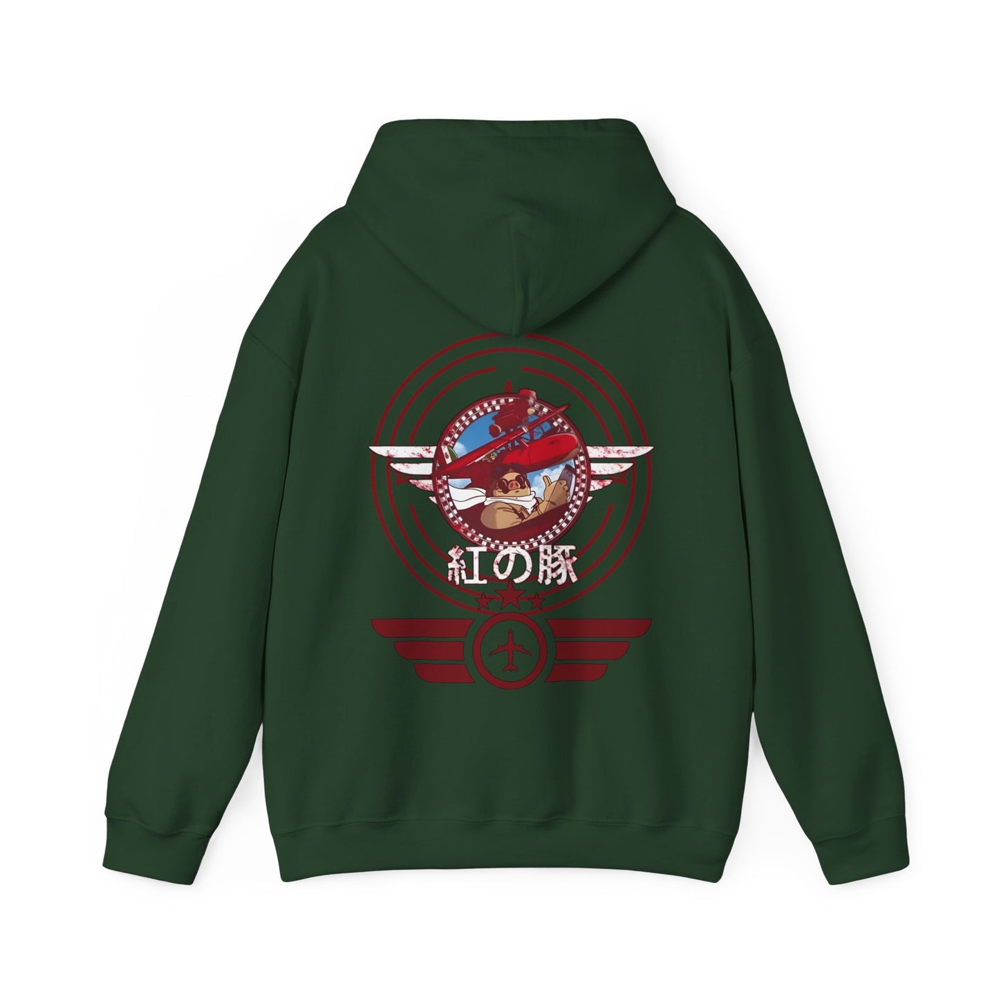 Porco Rosso Aviator Hoodie with Back Print – 100% Cotton Studio Ghibli Pilot Anime Sweatshirt