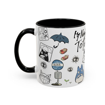 My Neighbor Totoro Accent Mug – Ghibli Collage Color Handle Cup 11oz & 15oz – Cute Anime Coffee Mug Gift