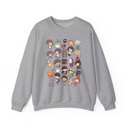 Chibi Studio Ghibli Characters Sweatshirt – 100% Cotton Cozy Anime Pullover for Ghibli Lovers