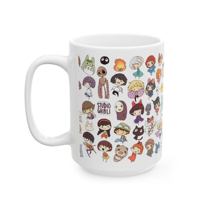 Studio Ghibli Chibi Characters Mug – Cute Anime Coffee Cup – 11oz & 15oz Ceramic Gift for Ghibli Fans