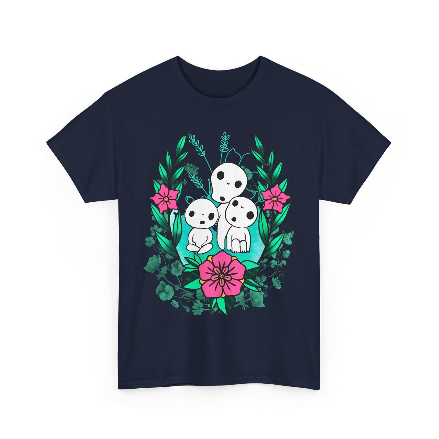 Kodama Flowers Art T-Shirt | 100% Cotton Studio Ghibli Anime Tee