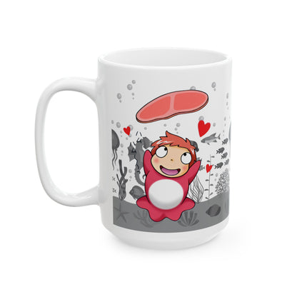 Ponyo Ham Mug – Cute Studio Ghibli Coffee Cup – 11oz & 15oz Anime Drinkware Gift