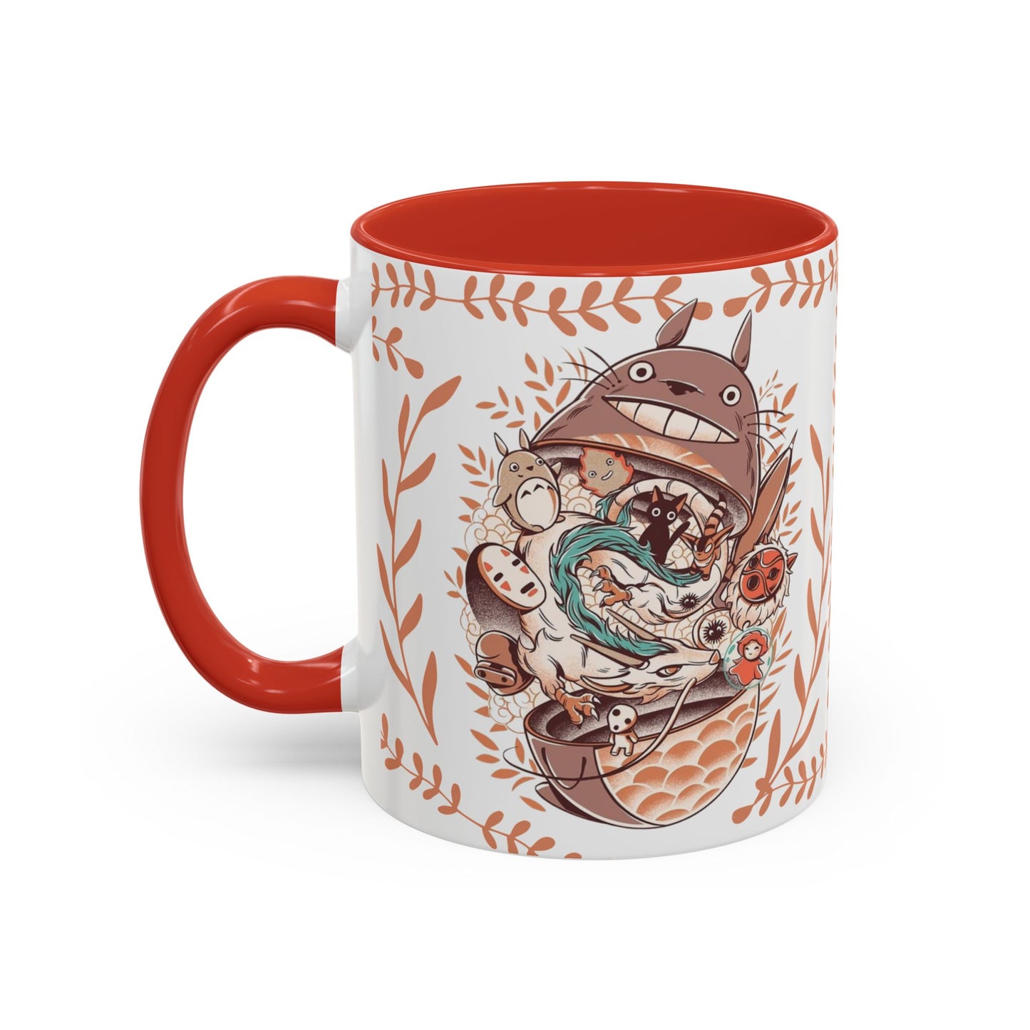 Totoro Matryoshka Accent Mug – 11oz & 15oz Studio Ghibli Inspired Coffee Cup with Color Handle