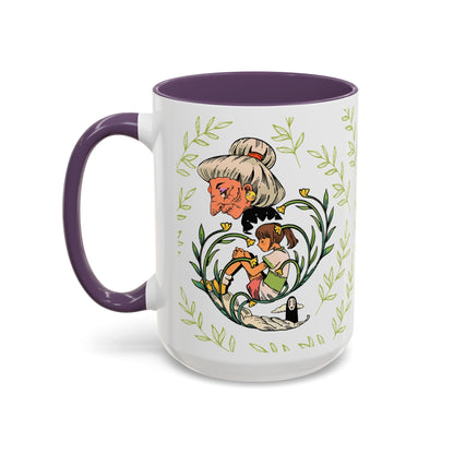 Spirited Away Chihiro Accent Mug – Studio Ghibli Coffee Cup with Colored Handle – 11oz & 15oz Ceramic Anime Gift