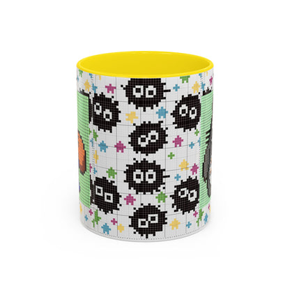 My Neighbor Totoro Pixel Accent Mug – Retro Ghibli Color Handle Cup 11oz & 15oz – Cute Anime Coffee Gift