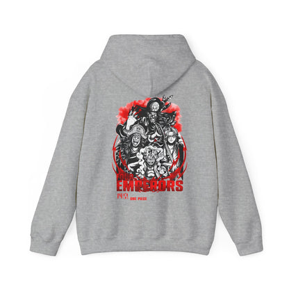 Four Emperors One Piece Back Print Hoodie – 100% Cotton Anime Pullover Featuring Yonko Legends