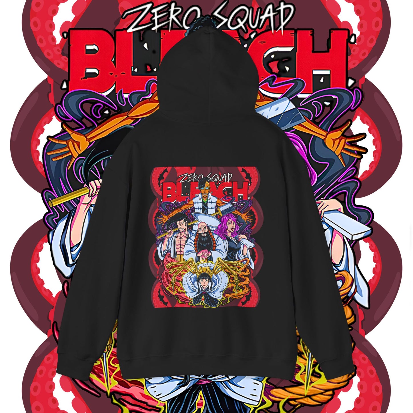 Zero Squad Bleach Back Print Hoodie 100% Cotton