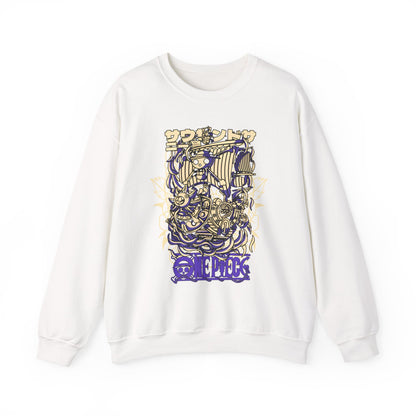 One Piece Ship Sweatshirt – 100% Cotton Anime Pullover Featuring Going Merry & Thousand Sunny