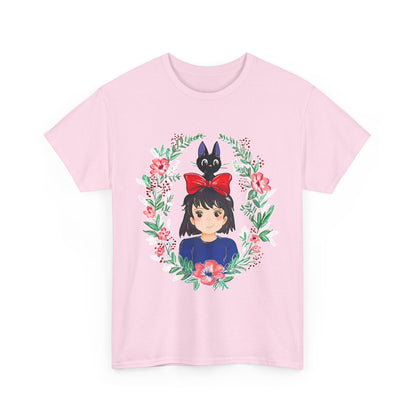 Kiki’s Delivery Service Flowers T-Shirt – 100% Cotton Studio Ghibli Inspired Tee for Anime Fans