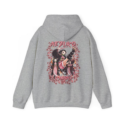 Nezuko Kamado Pink Flowers Back Print Hoodie – 100% Cotton Anime Hoodie for Demon Slayer Fans