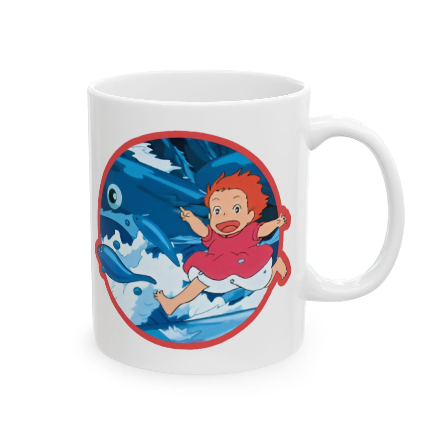 Ponyo Collage Mug – Studio Ghibli Coffee Cup 11oz & 15oz – Cute Anime Gift Featuring Ponyo and Sosuke