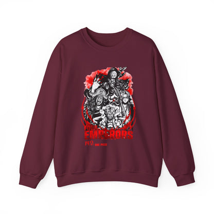 Four Emperors One Piece Sweatshirt – 100% Cotton Anime Crewneck Featuring Yonko Pirates