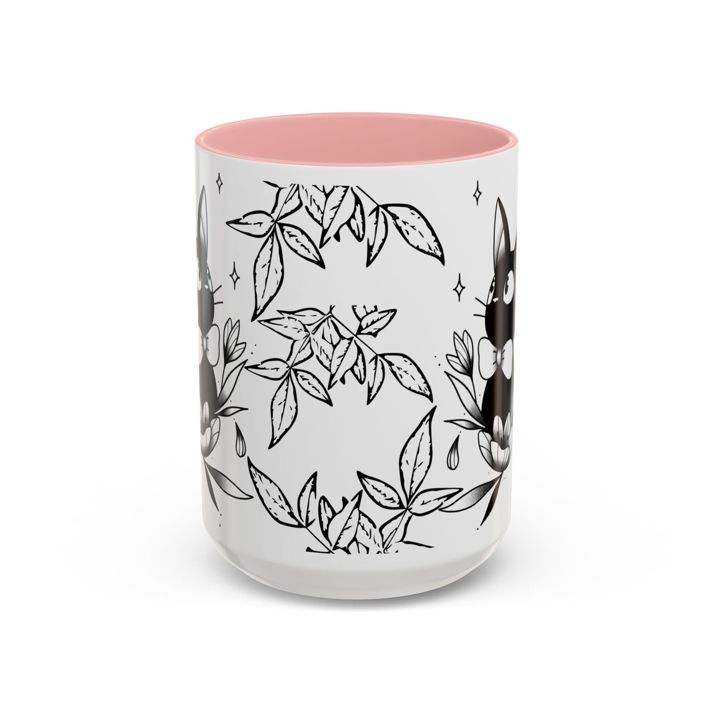 Jiji Cat Studio Ghibli Mug – 11oz & 15oz Accent Handle Coffee Cup – Cute Kiki’s Delivery Service Gift