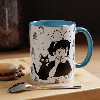 Kiki's Delivery Service Coffee Mug – Studio Ghibli Accent Handle Cup – 11oz & 15oz Anime Gift