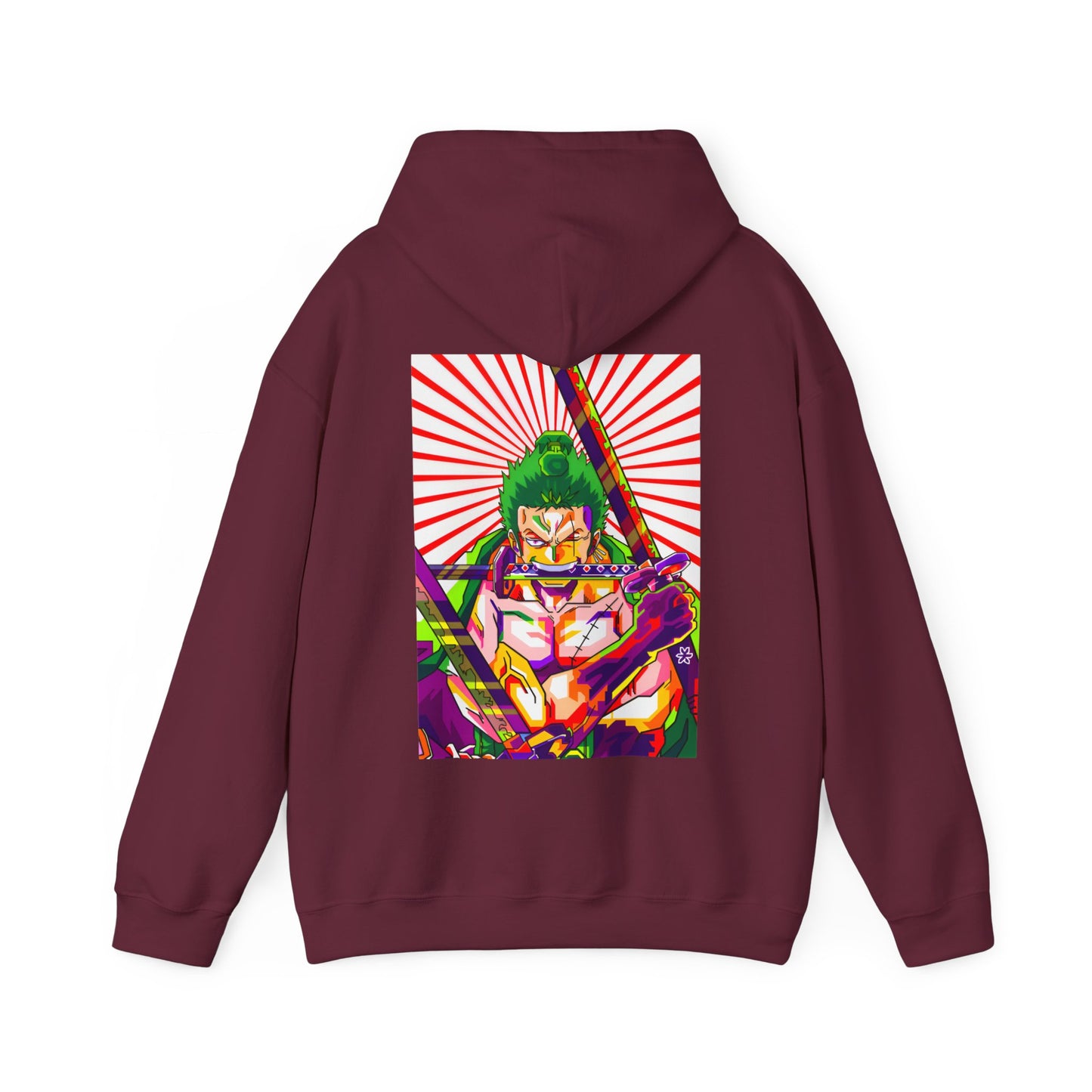 Zoro Style Back Print Hoodie – 100% Cotton One Piece Anime Sweatshirt for True Fans
