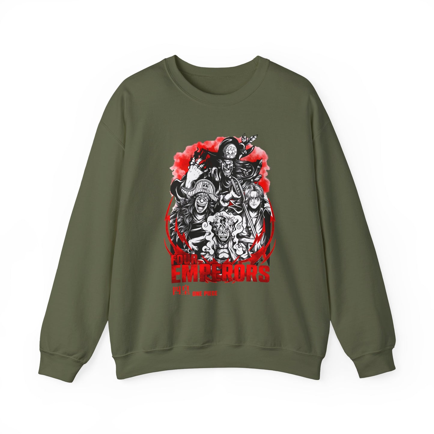 Four Emperors One Piece Sweatshirt – 100% Cotton Anime Crewneck Featuring Yonko Pirates