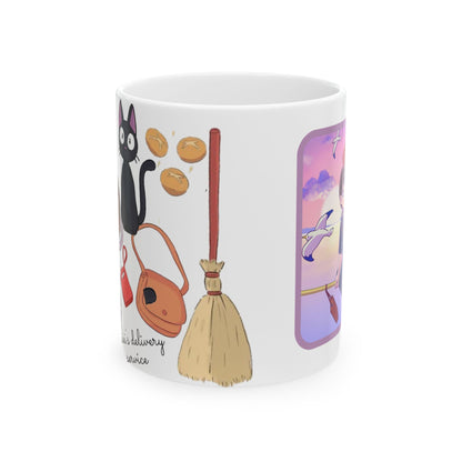 Jiji Funny Mug – Kiki’s Delivery Service Coffee Cup 11oz & 15oz – Cute & Humorous Ghibli Cat Anime Gift