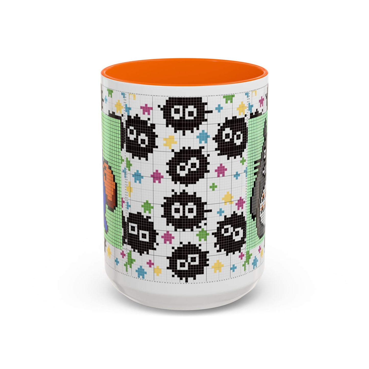 My Neighbor Totoro Pixel Accent Mug – Retro Ghibli Color Handle Cup 11oz & 15oz – Cute Anime Coffee Gift