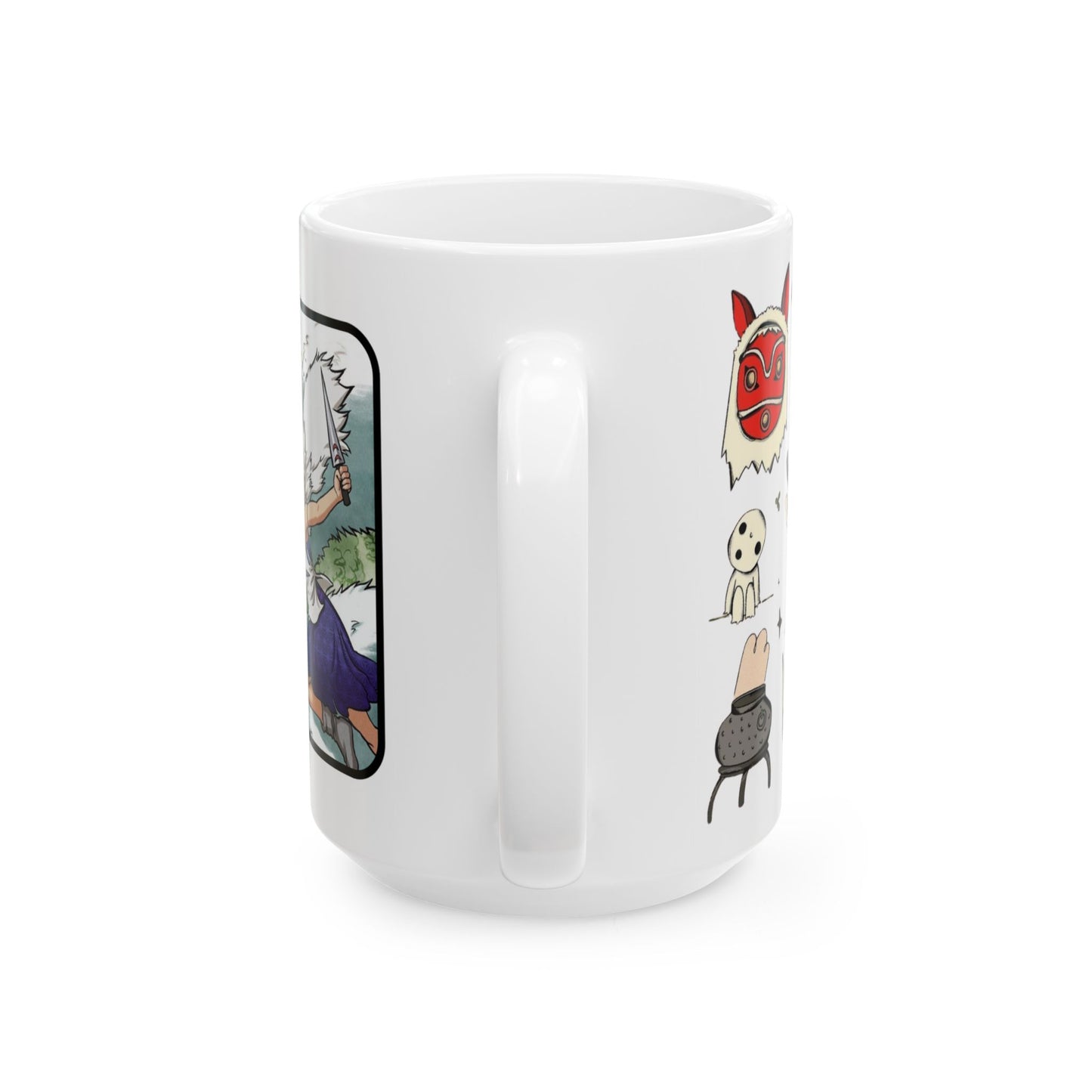 Princess Mononoke Collage Mug – Studio Ghibli Coffee Cup 11oz & 15oz – Epic Anime Gift Featuring San, Ashitaka & Forest Spirits