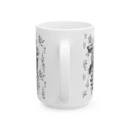 Princess Mononoke Black and White Mug – Studio Ghibli Ceramic Coffee Cup – 11oz & 15oz Anime Gift for Ghibli Fans