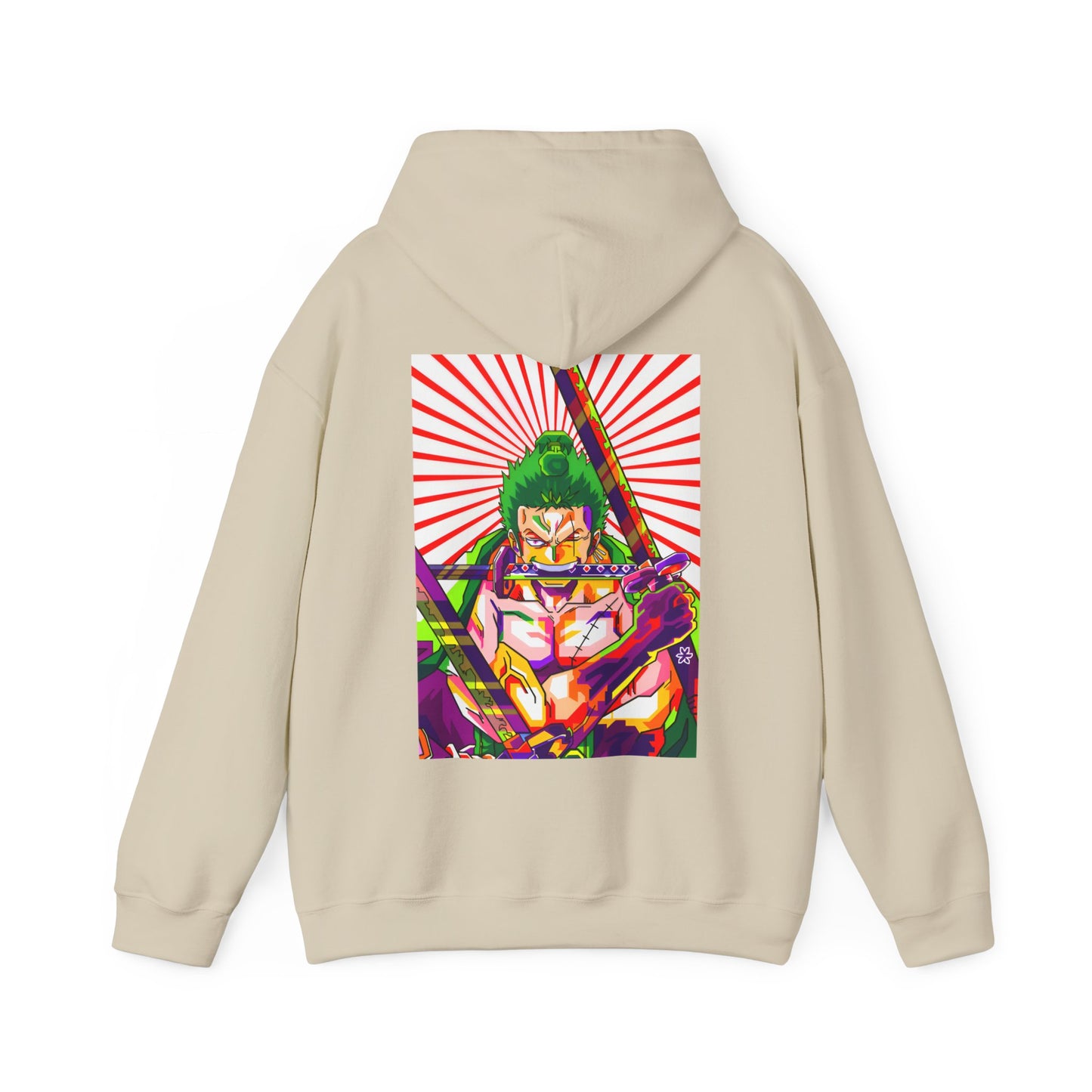 Zoro Style Back Print Hoodie – 100% Cotton One Piece Anime Sweatshirt for True Fans
