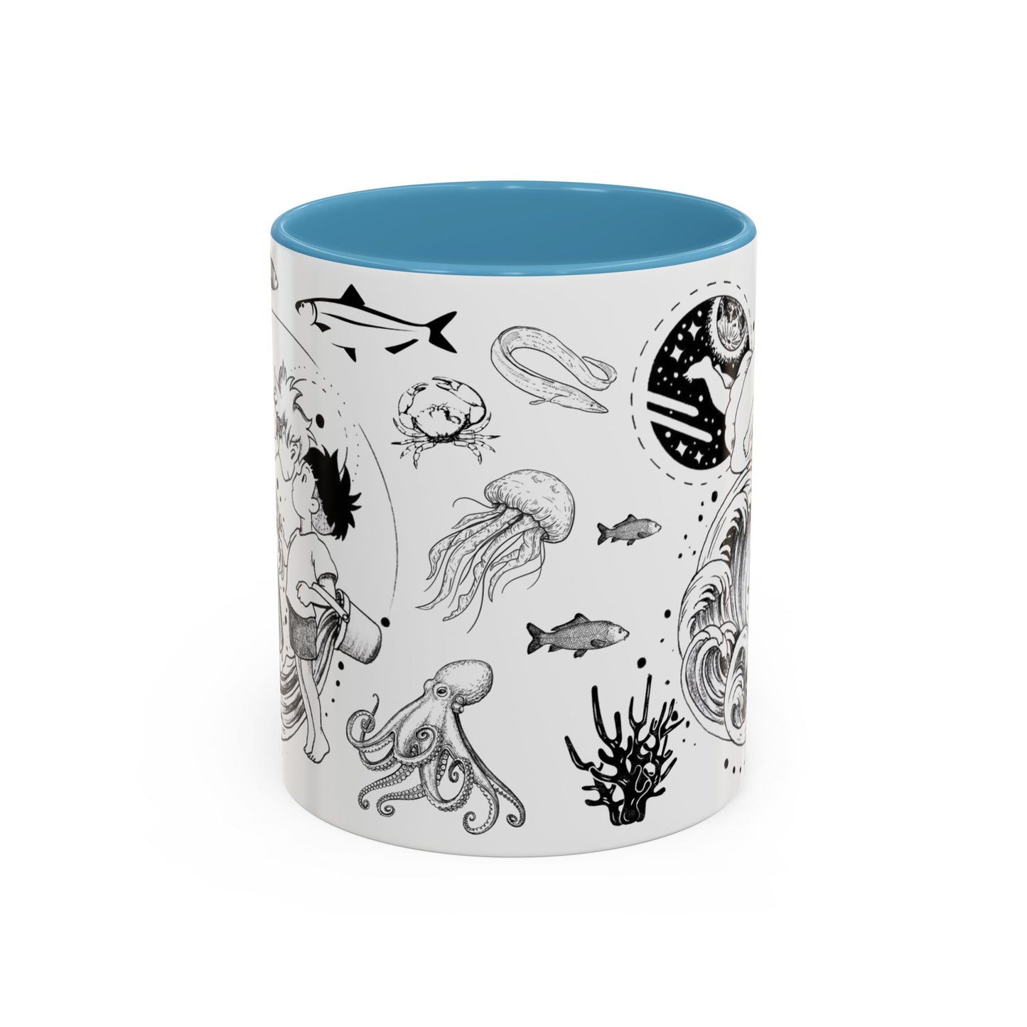 Ponyo World Sea Accent Mug – Studio Ghibli Color Handle Cup 11oz & 15oz – Ocean Anime Coffee Gift