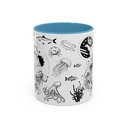 Ponyo World Sea Accent Mug – Studio Ghibli Color Handle Cup 11oz & 15oz – Ocean Anime Coffee Gift