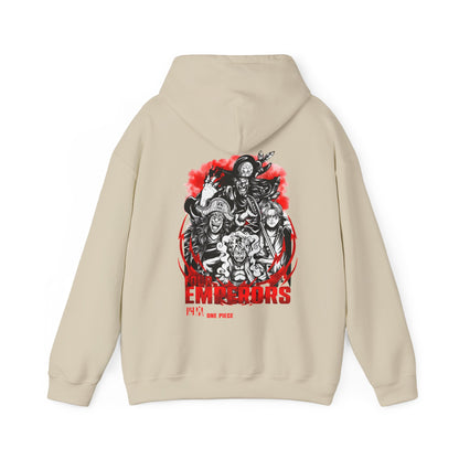 Four Emperors One Piece Back Print Hoodie – 100% Cotton Anime Pullover Featuring Yonko Legends