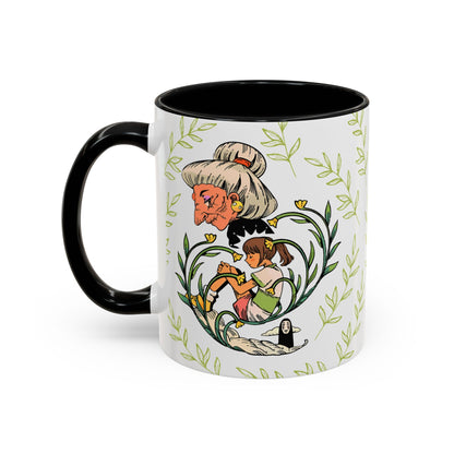 Spirited Away Chihiro Accent Mug – Studio Ghibli Coffee Cup with Colored Handle – 11oz & 15oz Ceramic Anime Gift