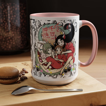 Spirited Away Cool Accent Mug – Studio Ghibli Color Handle Coffee Cup – 11oz & 15oz Ceramic Gift for Anime Fans