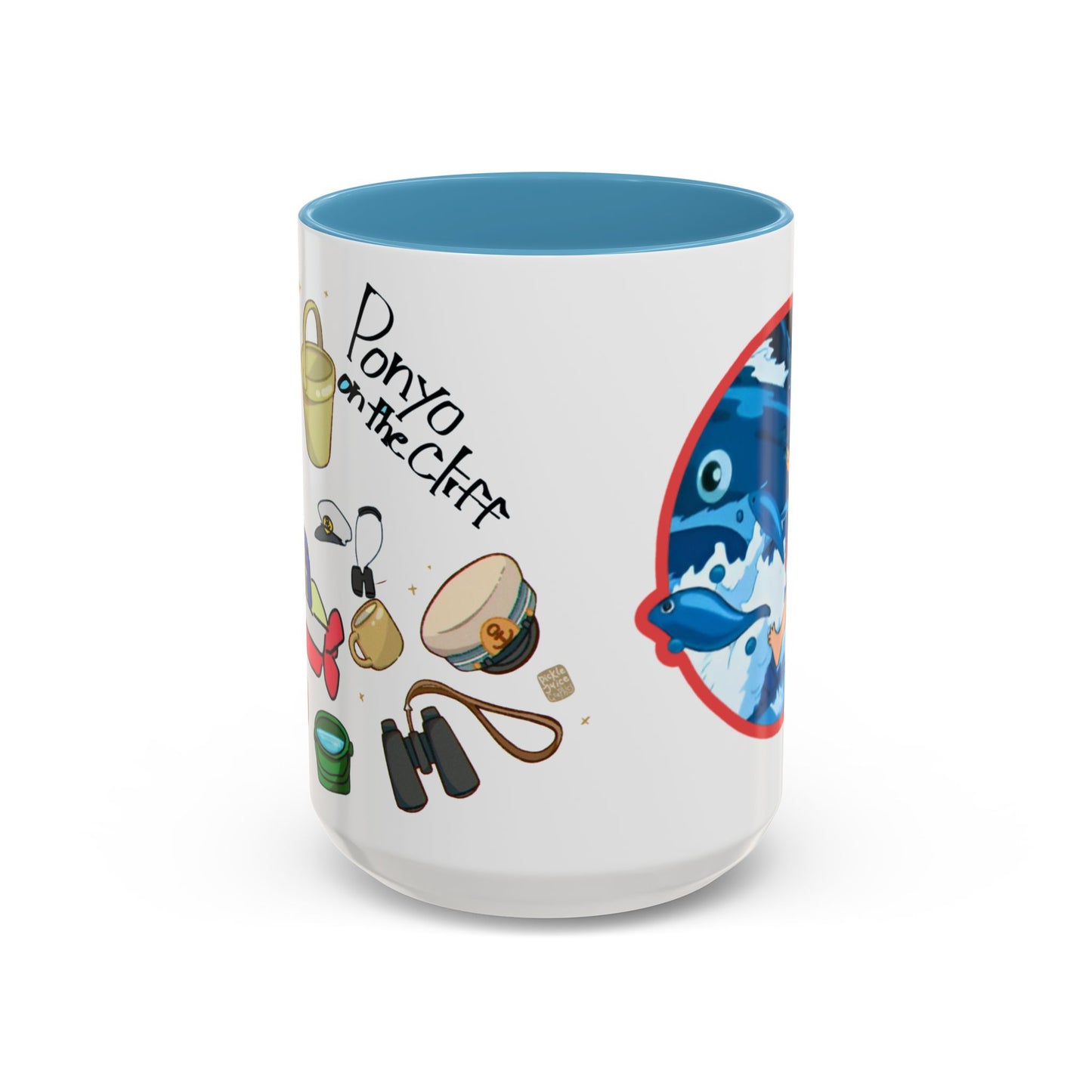 Ponyo Accent Mug – Studio Ghibli Collage Color Handle Cup 11oz & 15oz – Cute Anime Ocean Gift for Fans